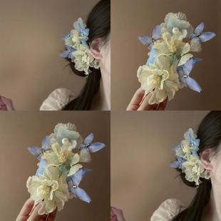 古风手工制作绢花烫花发夹汉服头饰精致百搭烫花