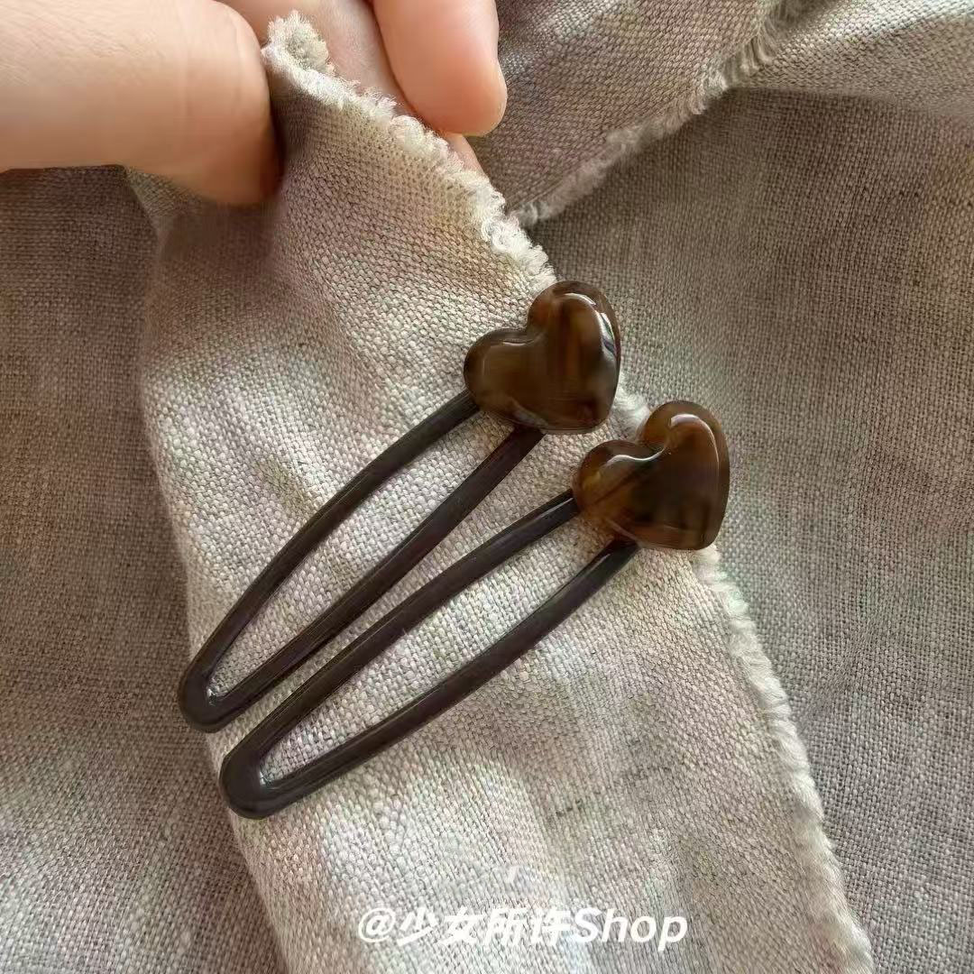 韩系甜美心形发夹一对装百搭