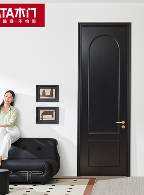 TATA木门室内门卧室门折叠推拉门家用黑色法式复古房间门ZX108