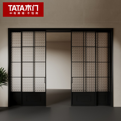 TATA木门复古风三联动推拉门