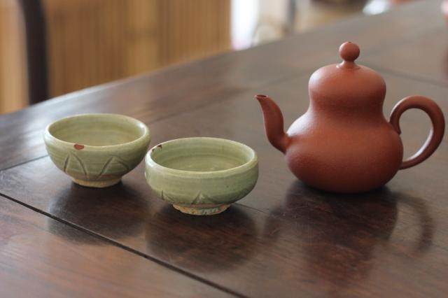 元代明代龙泉青瓷杯 高古茶杯酒杯一对 工夫茶老杯子 福临香木坊