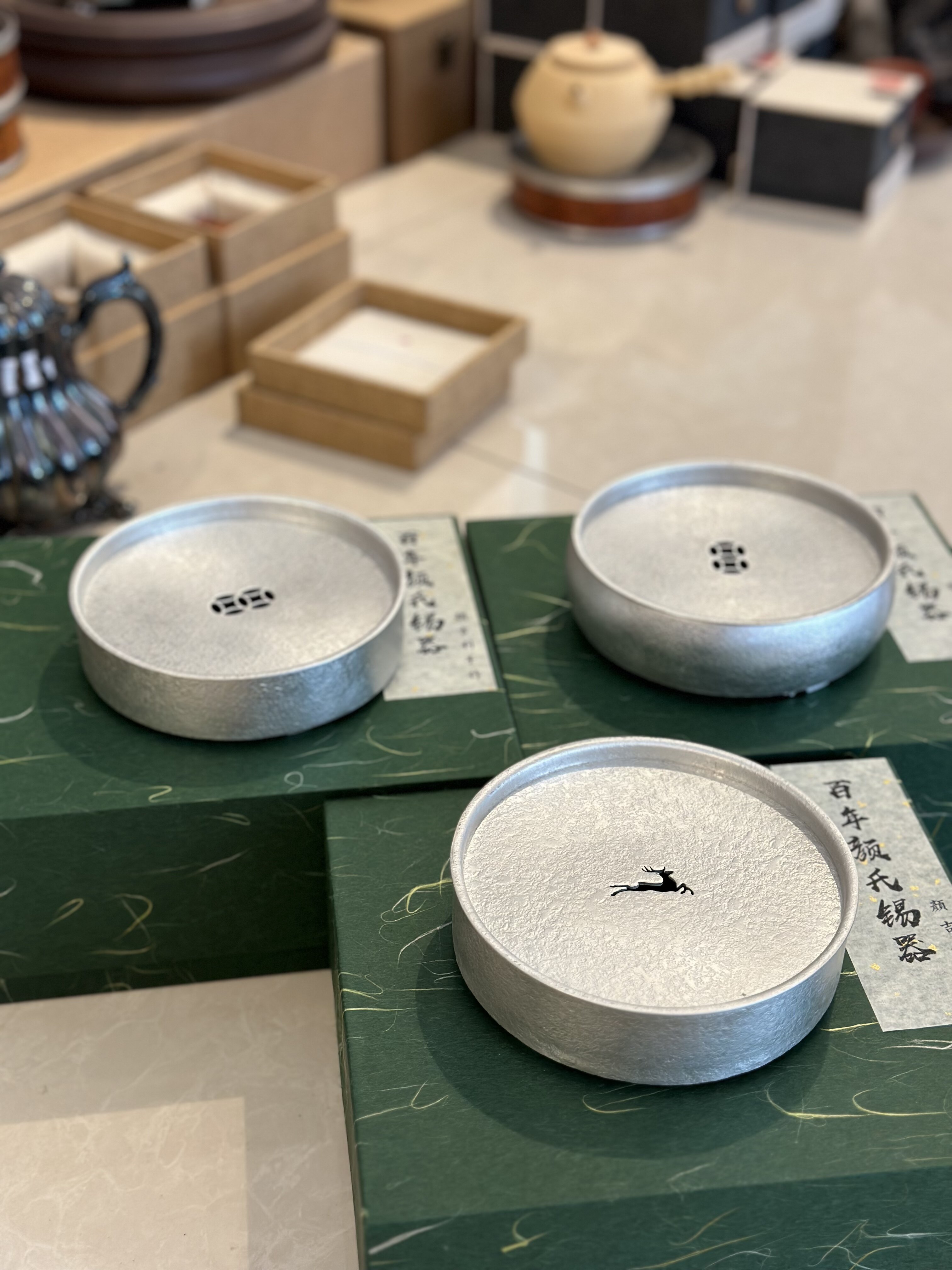 上锡茶盘 圆型小号锡茶船 潮阳颜吉利真料点铜茶池壶承 工夫茶台