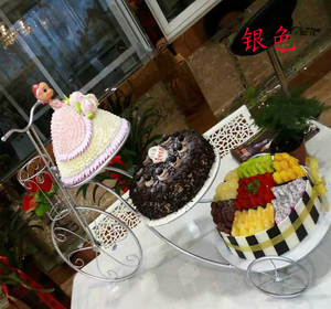 欧式铁艺蛋糕架子三层婚庆糕点架多层点心架生日甜品台自行车花架
