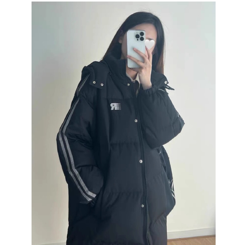 C8865#中长款棉衣棉服女冬季新款过膝学生宽松大码加厚棉袄外套