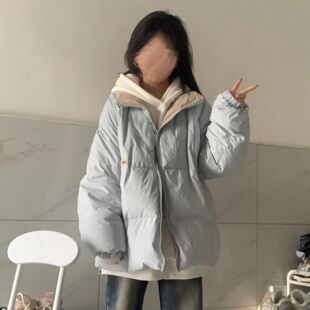 C8869#美式街头立领羽绒棉服女冬季新款小个子加厚保暖情侣外套潮