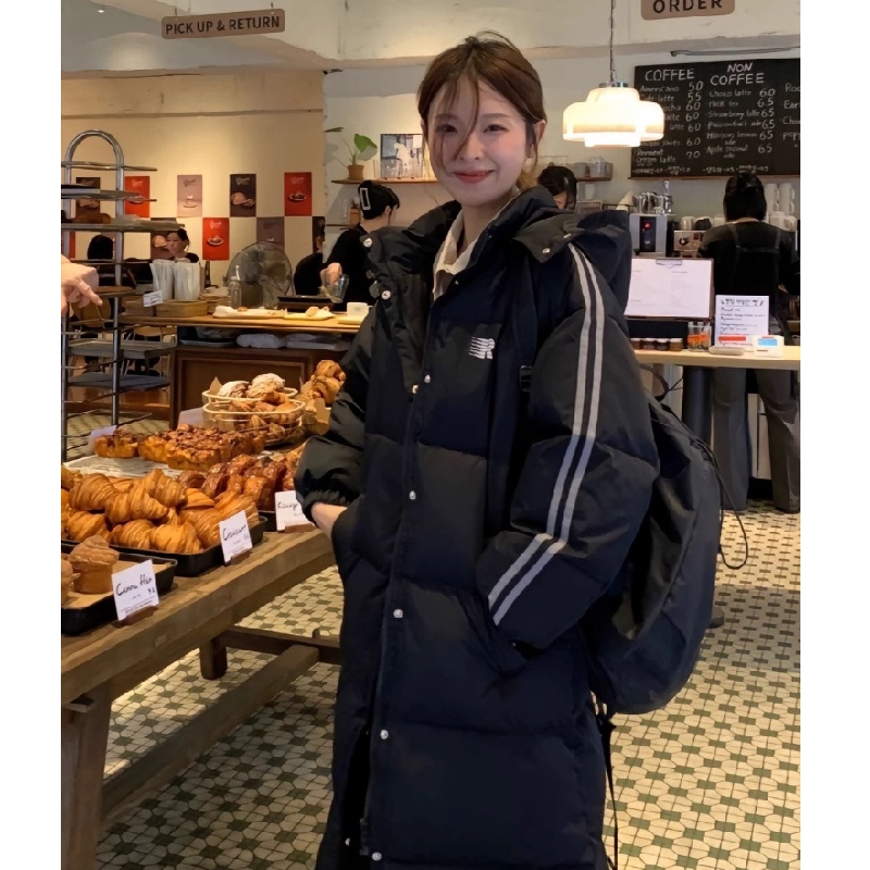 C8865#中长款羽绒棉衣棉服女2025冬新款过膝学生宽松大码加厚外套