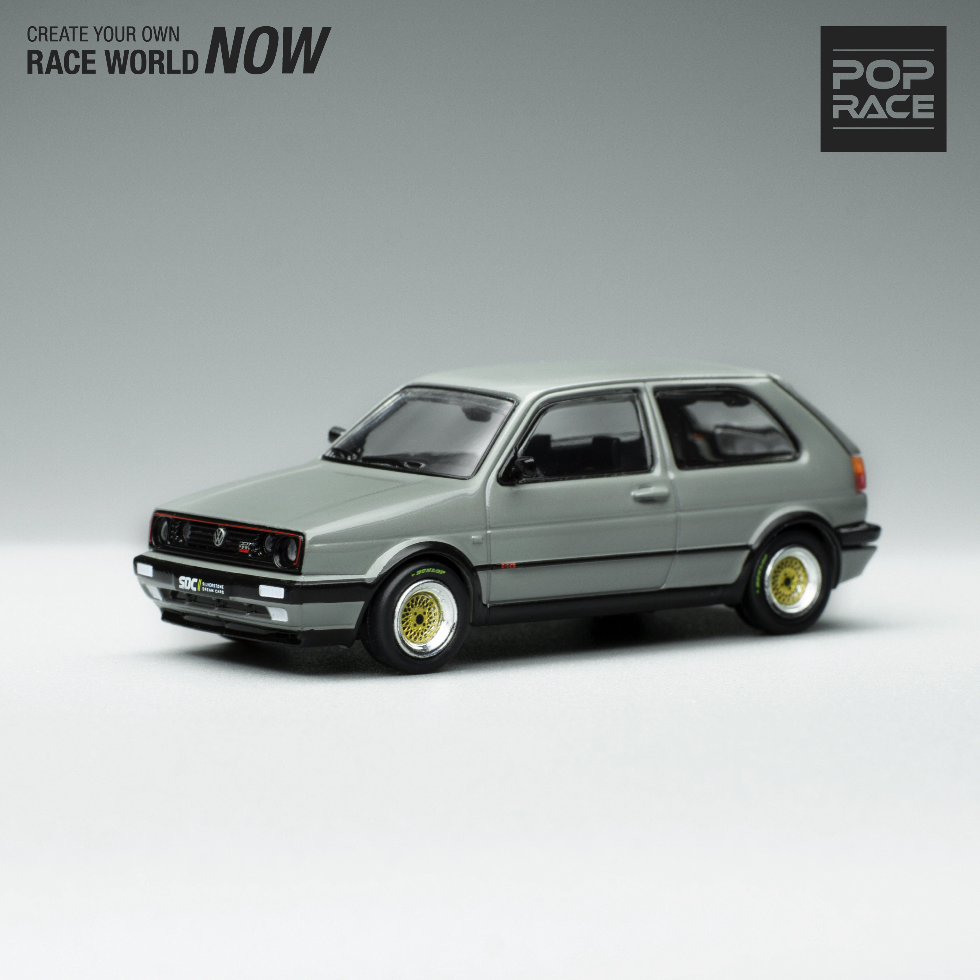 poprace现货1:64合金收藏汽车模型大众golf高尔夫gti mk2灰可开门