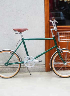 DayDayBike墨绿色20寸男女生复古自行车小轮车带车篮上班通勤代步