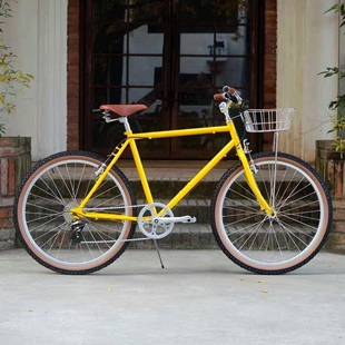 DayDayBike柠檬黄26城市慢巡钢架通勤代步山地宽胎吊刹瓜车自行车