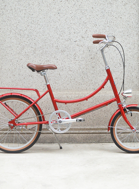 DayDayBike红色20寸16寸大小轮复古自行车男女式小轮代步车遛娃车