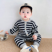 春秋季 婴儿连体衣A类超洋气纯棉男宝宝连身衣哈衣外出服爬服