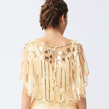 1920S夏欧美礼服亮片披肩连衣裙百搭短外套坎肩蕾丝防晒开衫薄款