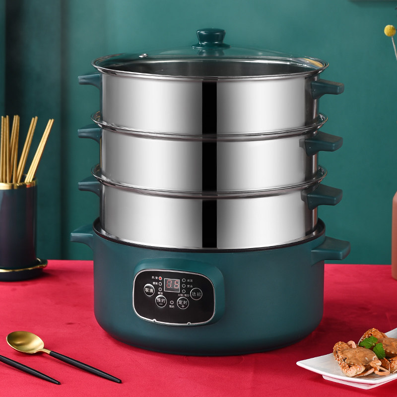 定时多层电蒸锅多功能家用大容量三层蒸煮锅小型插电自动断电蒸笼