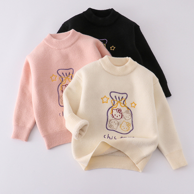 男女童一体绒毛衣打底衫圆领内搭