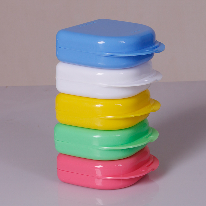 新款便携双孔保持器盒 牙套盒 义齿盒塑料牙盒 矫治器盒