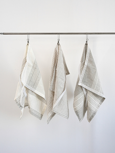 法国亚麻色织雨露麻条纹花边单人枕巾抑菌透气绑带固定53×75cm