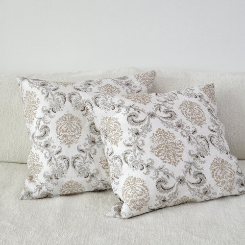 法国进口纯亚麻印花方形麻布靠垫抱枕靠背套多尺寸不含芯