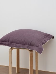 新品纯亚麻深紫色密拷宽边家居沙发床上靠垫抱枕套