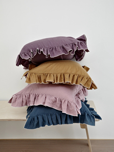 新品推荐纯亚麻密拷荷叶边抱枕套靠垫套沙发靠枕套不含芯