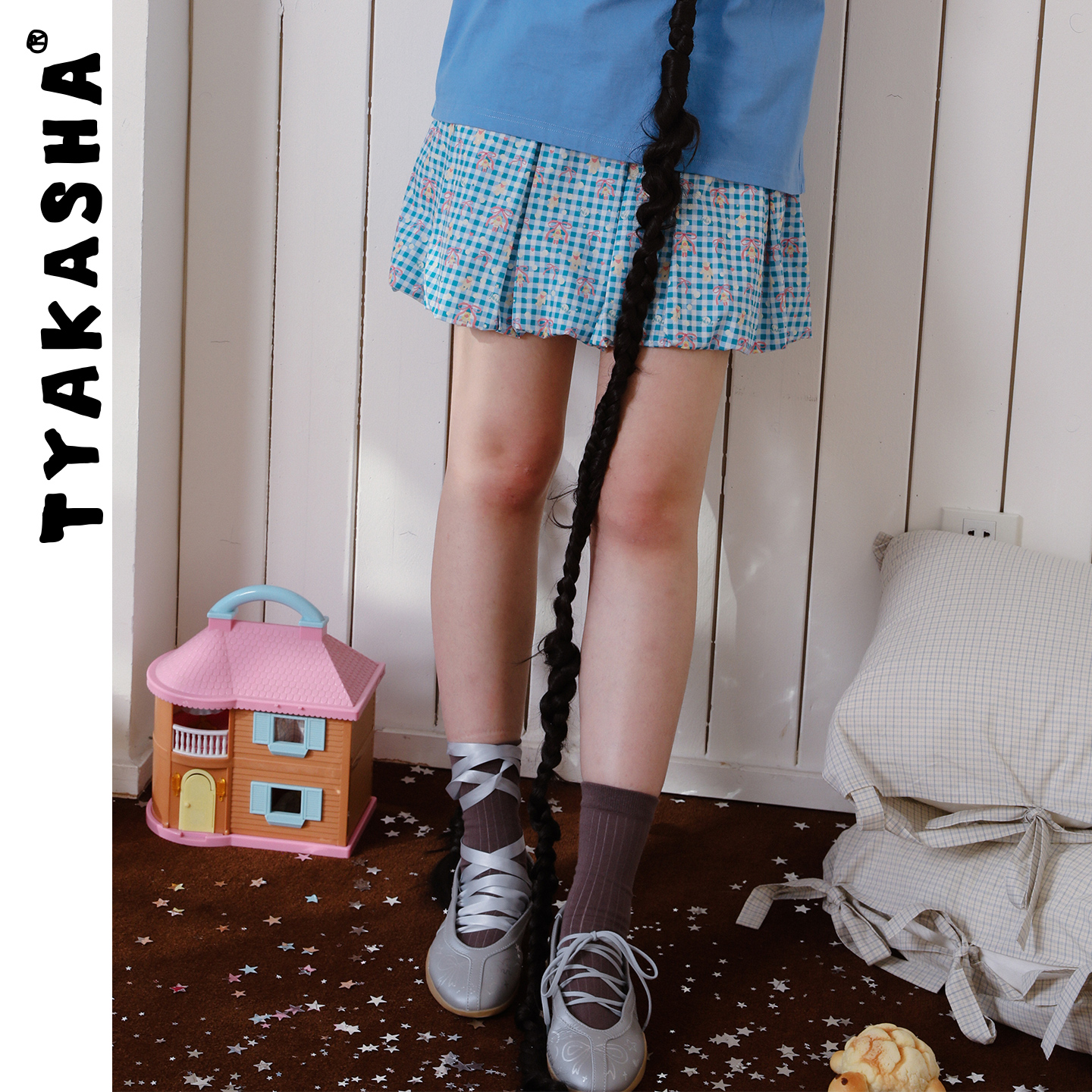 TYAKASHA塔卡沙裙子女2025夏季新款格子半裙休闲可爱裙子女