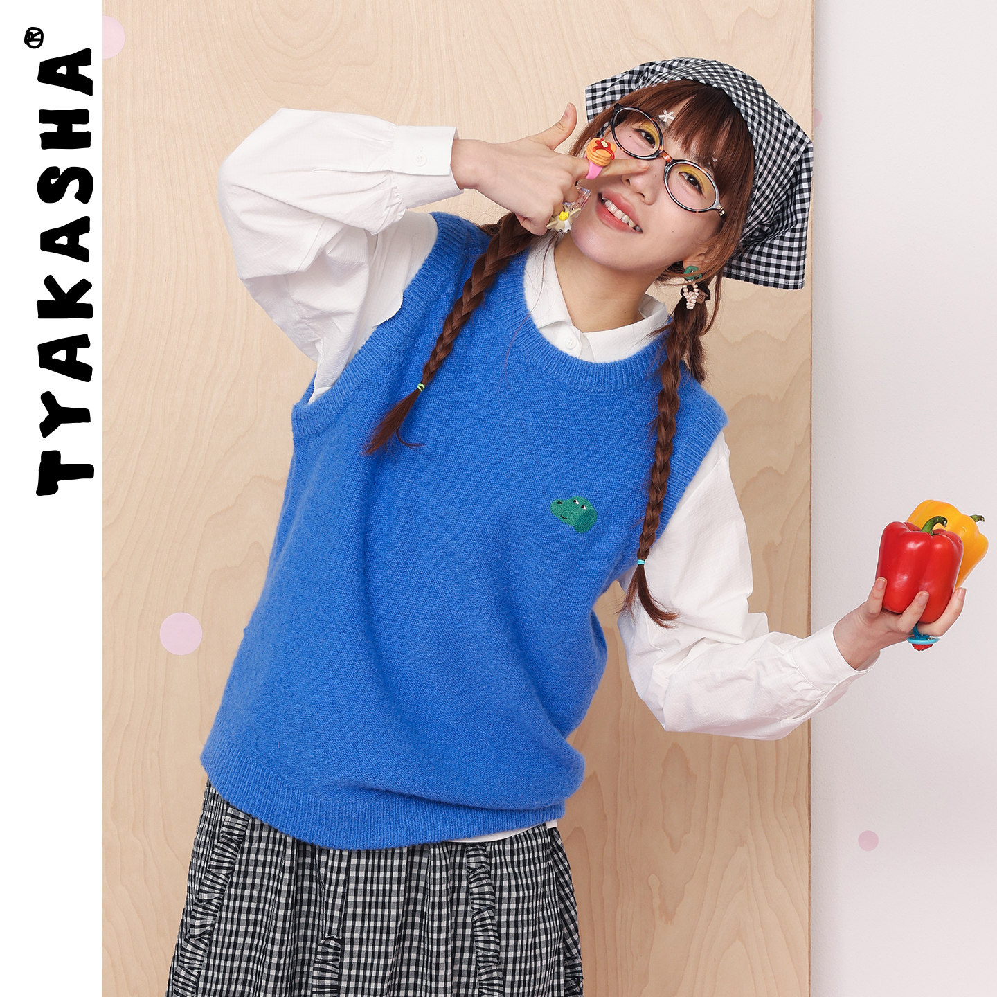 TYAKASHA塔卡沙背心女2026春季新款蓝色百搭外穿毛衣背心马甲女