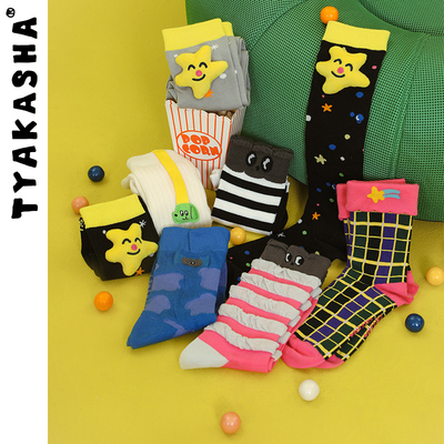 TYAKASHA塔卡沙袜子趣味彩色多巴胺中筒袜女士2025新款长筒袜袜子