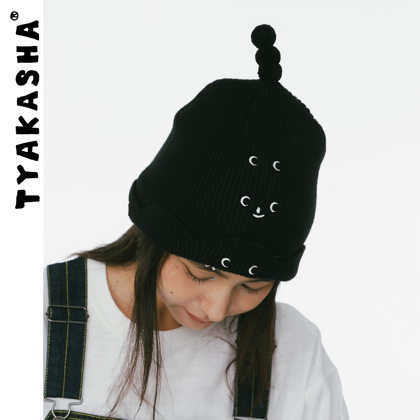 TYAKASHA塔卡沙帽子情侣黑色冷帽毛线帽针织冷帽