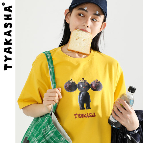 TYAKASHA塔卡沙T恤时尚休闲短袖情侣半袖短袖T恤宽松