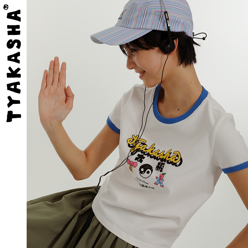 TYAKASHA塔卡沙T恤女夏季新款半袖上衣圆领短袖修身T恤女