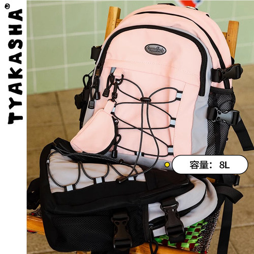 TYAKASHA塔卡沙粉色/黑色双肩包