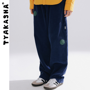 深蓝色休闲直筒裤 TYAKASHA塔卡沙裤 长裤 2025秋冬新款 子男女情侣款