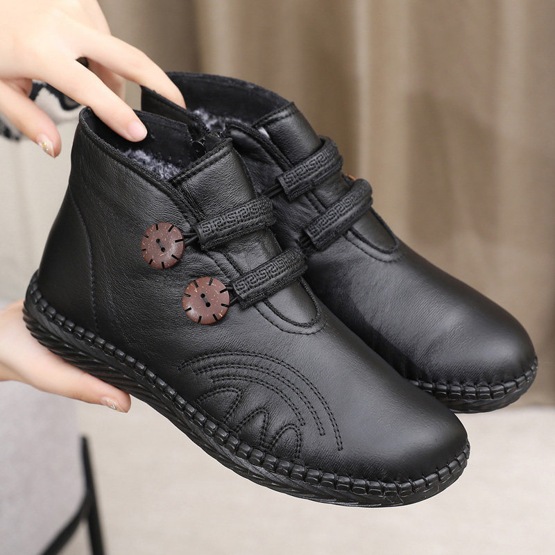 冬季老北京布鞋女棉鞋中老年加绒保暖妈妈鞋牛筋底软底防滑棉靴子