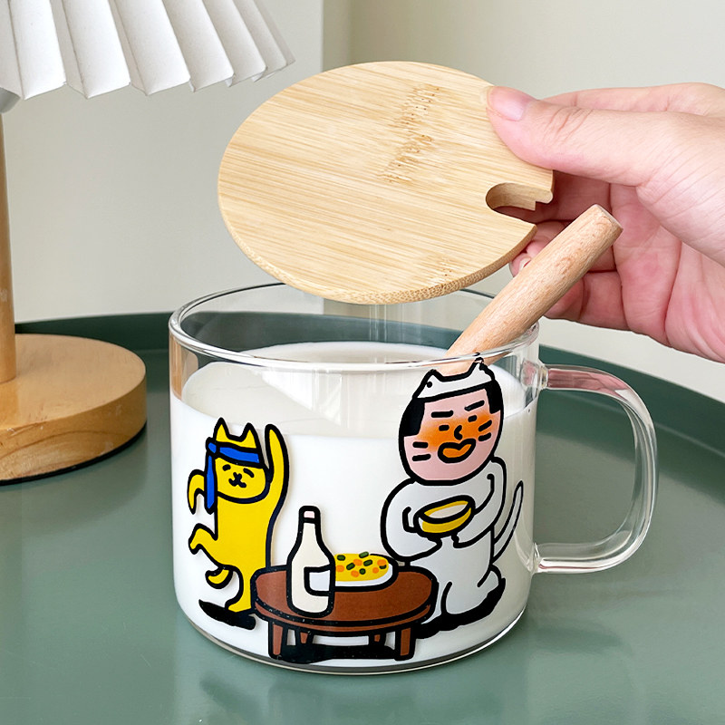 耐热玻璃杯家用豆浆杯可爱早餐杯