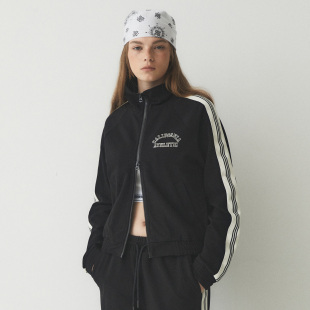 直邮WHO.A.U 韩国代购 2024女拉链休闲运动上衣WHMZE3891F 黑炭