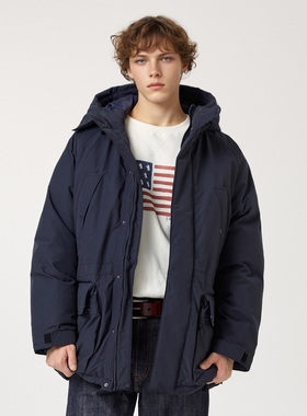 【黑炭】韩国代购直邮WHO.A.U 2025男中长款连帽羽绒服WHJDF4V31U