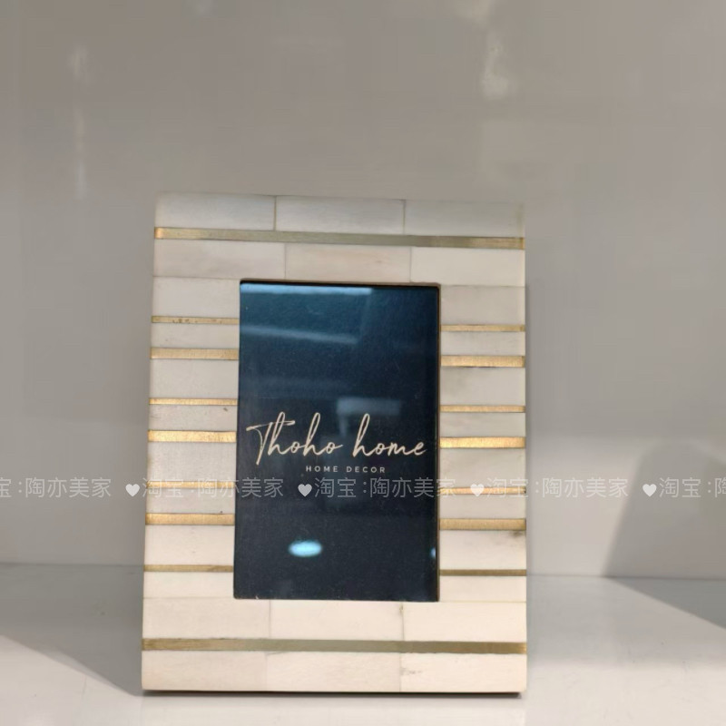 印度进口牛骨黄铜创意6寸相框摆件美式法式乡村田园复古六寸相框