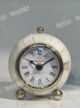 印度进口复古创意牛骨铝制钟表摆件样板间售楼处创意钟表摆设台钟