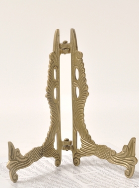 印度进口高档纯黄铜复古简约创意盘架画架金属支架桌面装饰摆件设