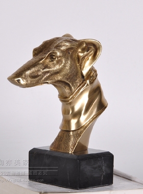 欧式美式古典轻奢高档全黄铜复古镇宅狗头装饰摆件摆设软装工艺品