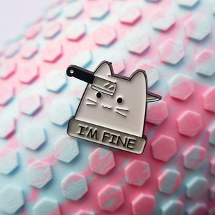 mFIne额头插刀猫胸针徽章自嘲卡通礼物创意搭配固定幽默动漫