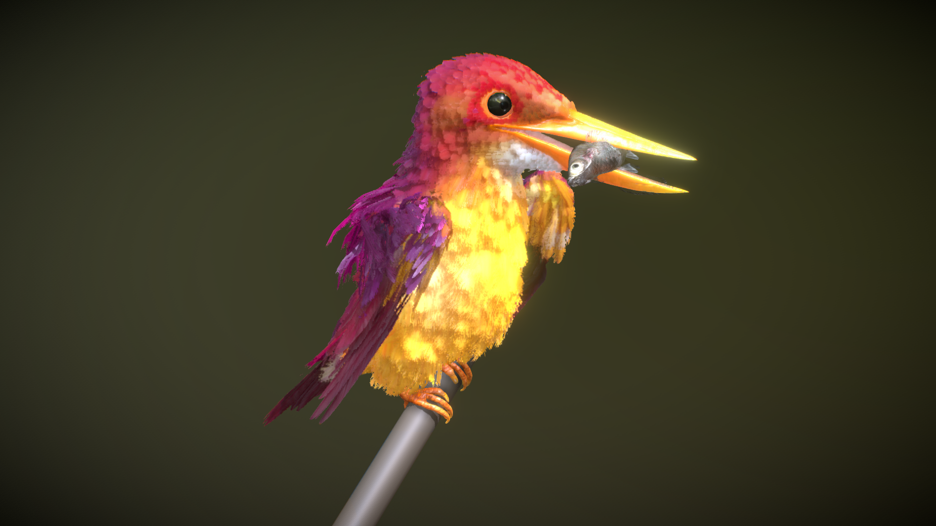 翠鸟模型 野生动物 3d模型 三维 fbx模型 pbr写实模型 blender