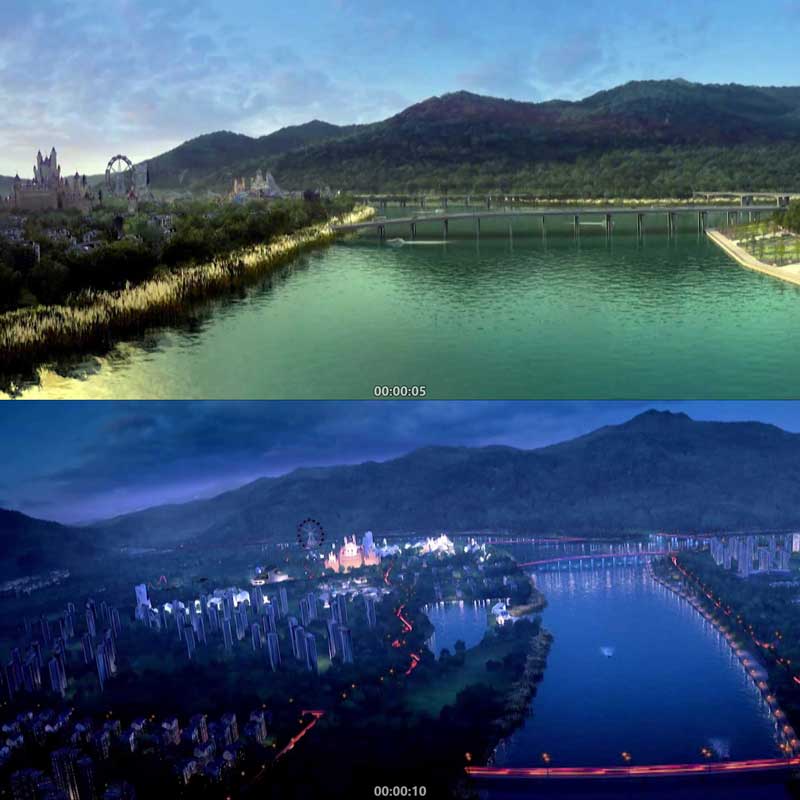 城市夜景 规划展望未来 3D动画 三维建筑漫游 城市宣传片视频素材
