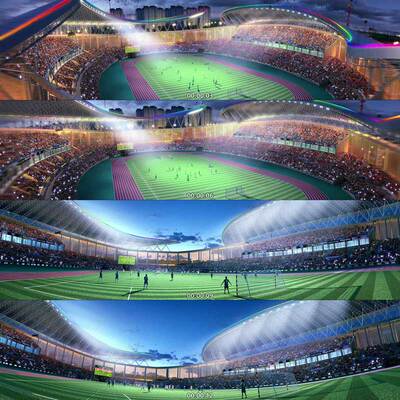 446三维足球场踢足球球赛世界杯城市体育场动画3D动画三维建筑