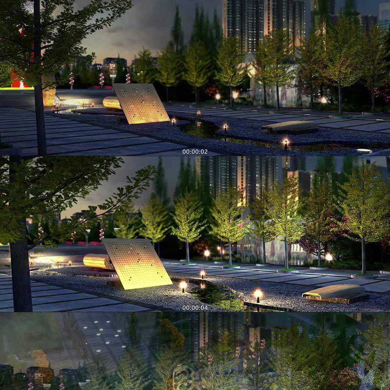 3d动画 三维建筑漫游 城市宣传片 广场 市中心 夜景 视频素材镜头