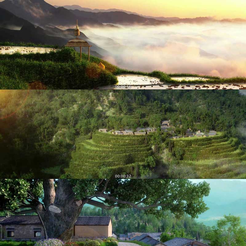 唯美绿色生态自然风光松阳城市宣传片三维漫游动画 8分钟视频素材