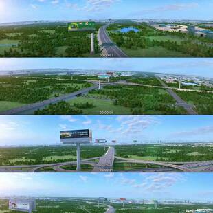 490三维城市交通高速高架桥高架公路动画 3D动画 三维建筑漫游