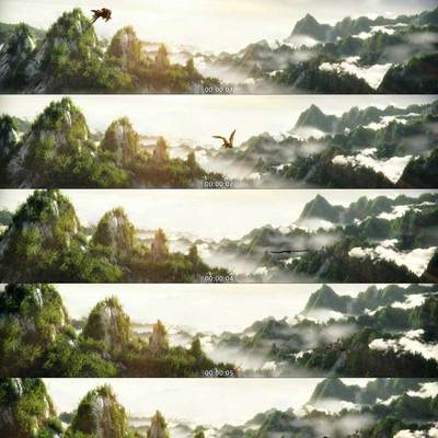 488山峰飞鹰青山华山 自然风光 仙境 群山 三维漫游 城市宣传片