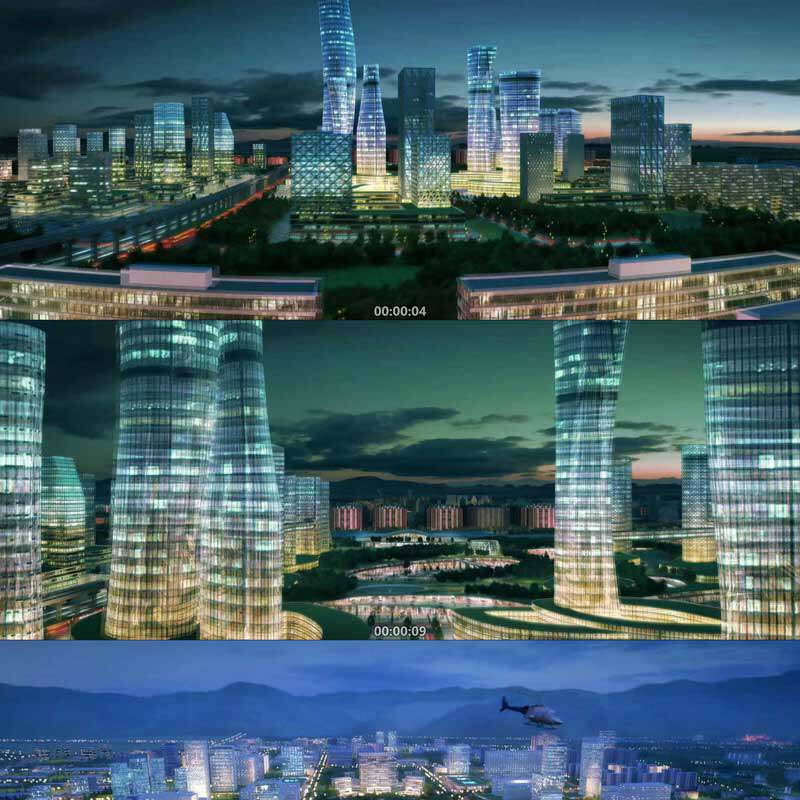 城市夜景灯光 繁华都市 3d动画 三维建筑漫游 城市宣传
