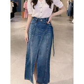 设计感气质小众时尚 小个子重工牛仔半身裙女装 春夏新款 蓬蓬a字裙