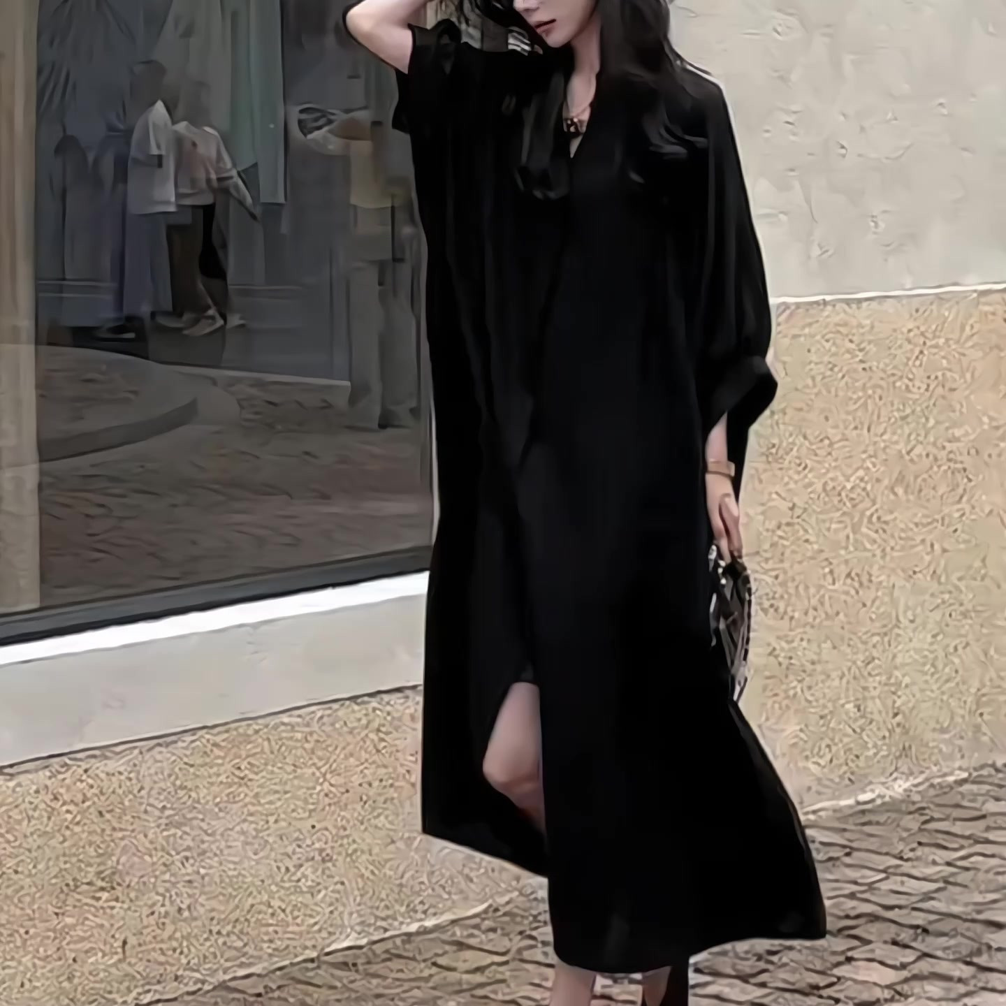 法式气质时尚优雅大码连衣裙女2025春夏新款高级感简约开叉连体裙